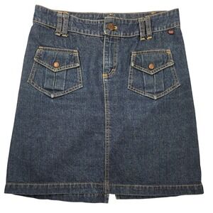 Paul Frank Denim Skirt Size 5 Blue‎ Jean Mini Utility Pockets Y2K Vintage Skirt